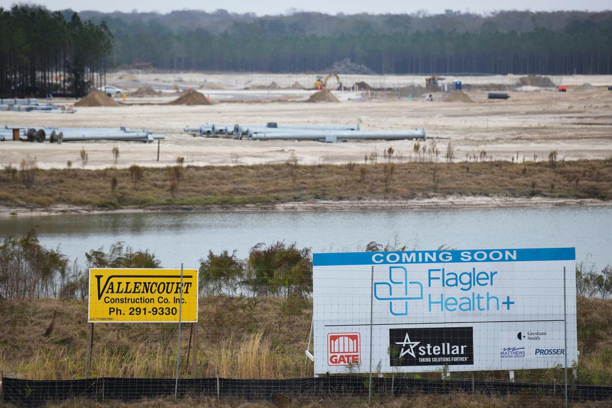 Land clearing is completed and site preparation is ongoing off Peyton Parkway east of Florida 9B in northern St. Johns County for the estimated $225 million  Flagler Health+ Durbin Park medical campus.