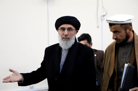 Former Afghan warlord Gulbuddin Hekmatyar arrives to register as a candidate for the presidential election at Afghanistan's Independent Election Commission (IEC) in Kabul, Afghanistan January 19, 2019.REUTERS/Mohammad Ismail