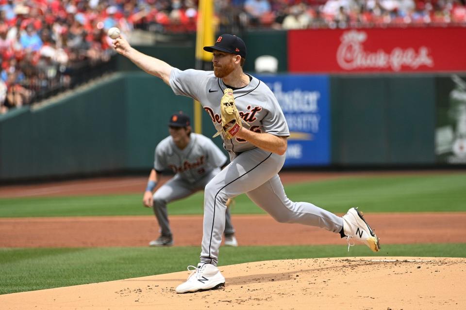 Spencer Turnbull of the Detroit Tigers pitches against the St. Louis Cardinals in the first inning at Busch Stadium on May 6, 2023 in St Louis, Missouri