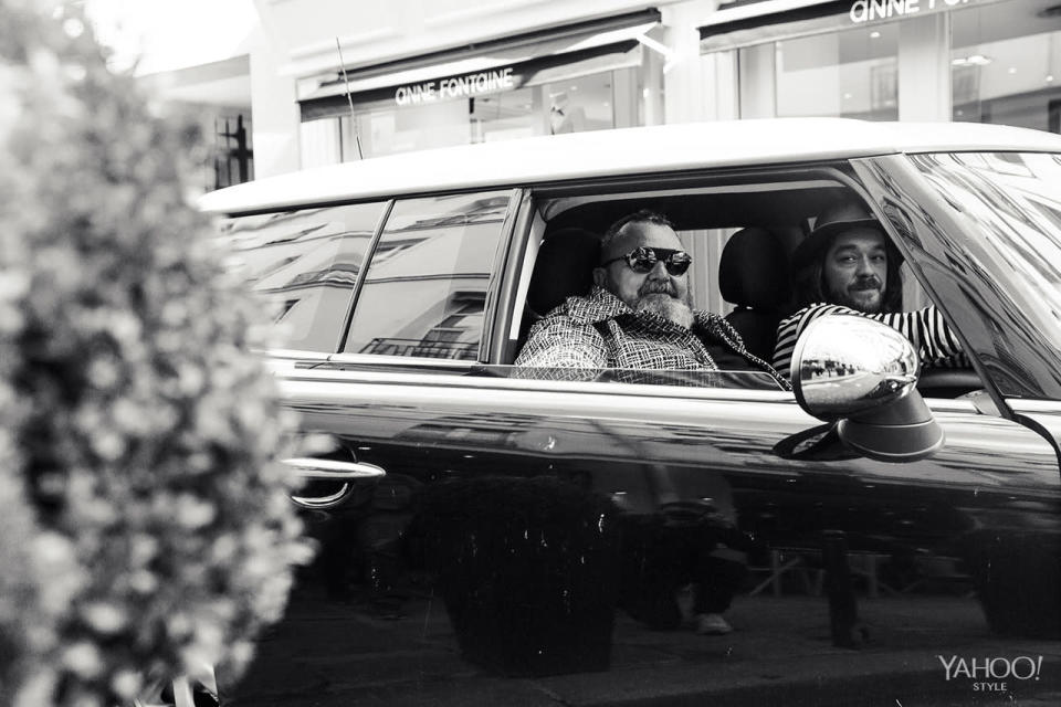 <p>Michel Gaubert with his driver heading to the show in Paris. <br></p>