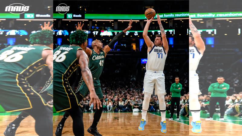 Luka Doncic (right) scored 42 points with 9 assists and 8 rebounds in a loss to the Celtics.  (Photo / Reposted from Lone Ranger Twitter)