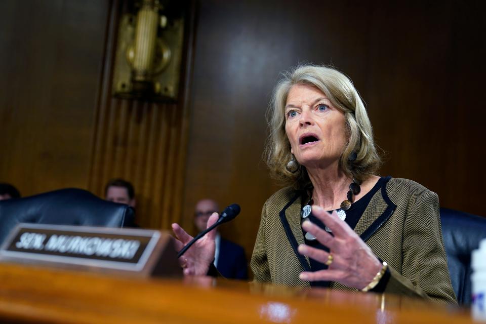 Sen. Lisa Murkowski, R-Alaska, has voted with Democrats on various issues in Congress, but on Wednesday she stayed with her Republican Party and voted against the Women's Health Protection Act. In this file photo, she questions Secretary of Homeland Security Alejandro Mayorkas during a Senate hearing to examine proposed budget estimates for the Department of Homeland Security, Wednesday, May 4, 2022, on Capitol Hill in Washington.