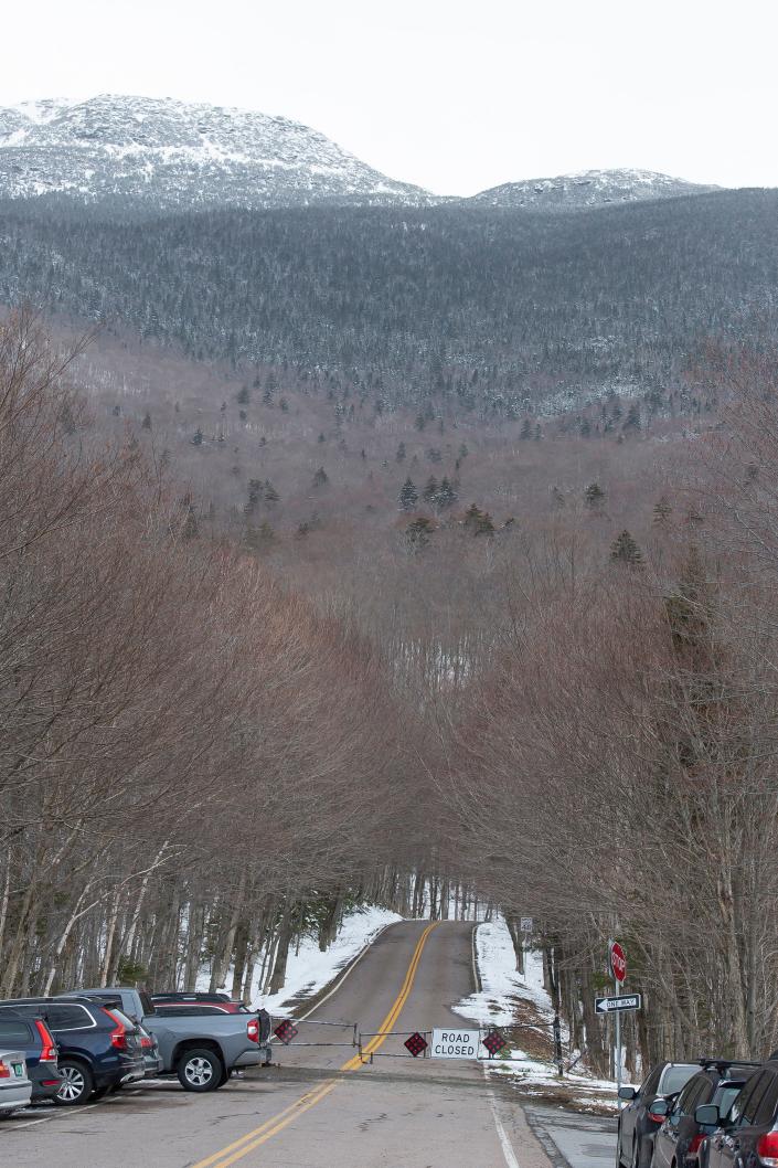 Vermont 108 at Smugglers Notch is closed to vehicular traffic due to snow on on Saturday, May 9, 2020.