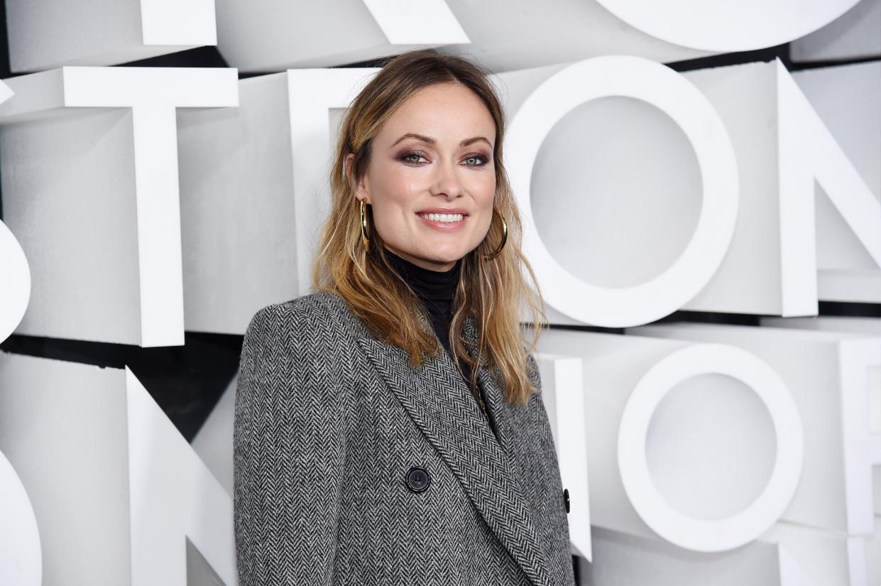 Olivia Wilde Gray Suit Nordstrom Flagship Party