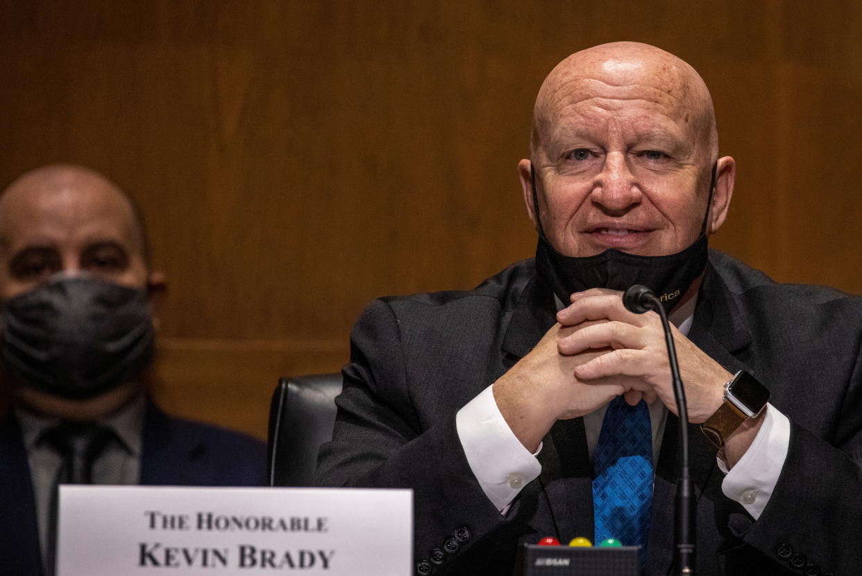 Rep. Kevin Brady (R-TX) speaks at the Senate Finance Committee hearing at the US Capitol in Washington, DC, U.S. February 25, 2021. Tasos Katopodis/Pool via REUTERS