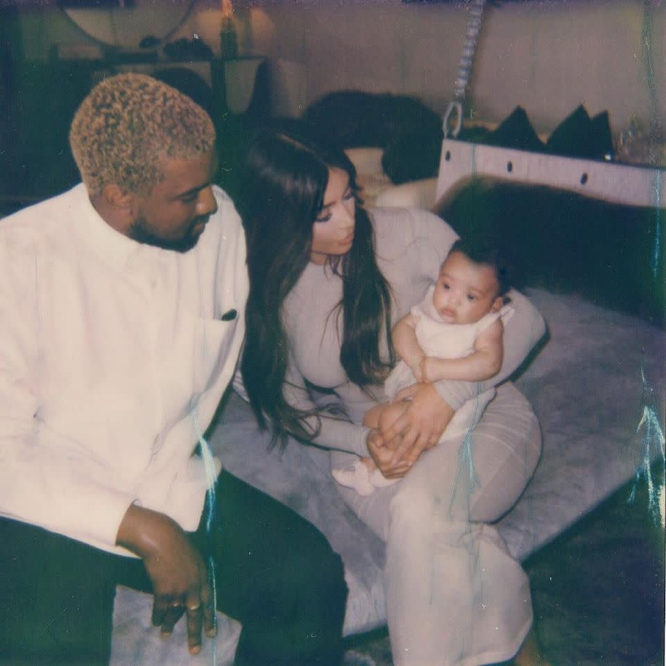 Kanye West, Kim Kardashian and baby Chicago. Source: Instagram/kimkardashian