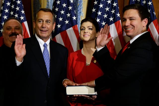 Ron DeSantis is sworn into Congress, as his wife Casey DeSantis holds the Bible