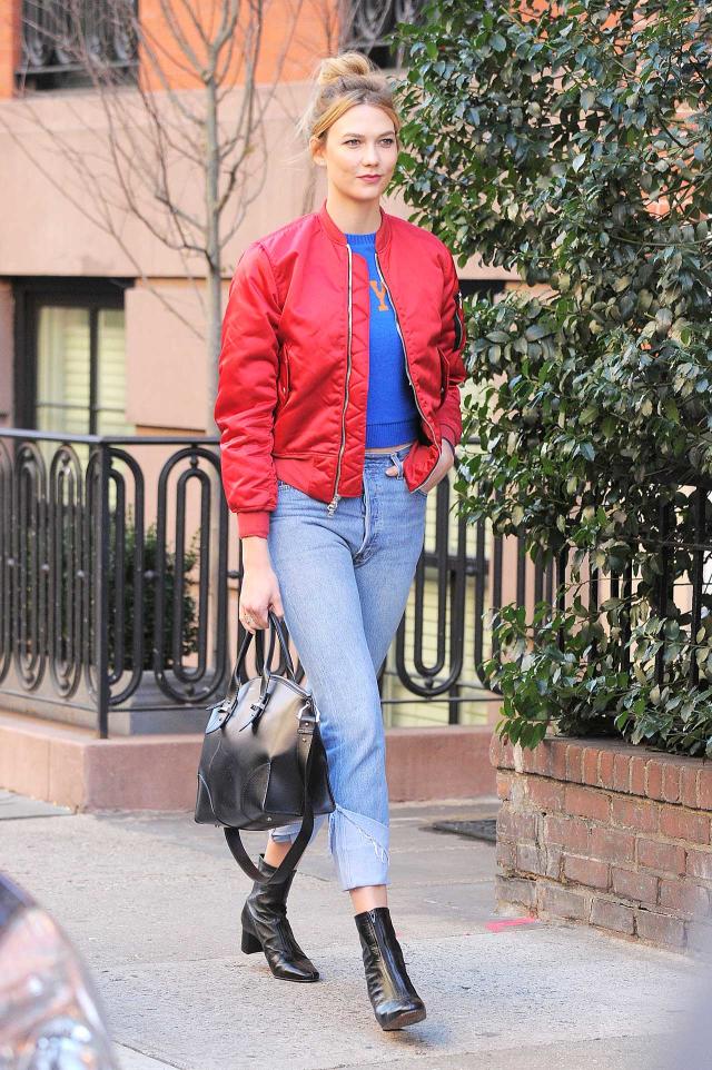 Shop The Look: Karlie Kloss & Red Bomber Jacket