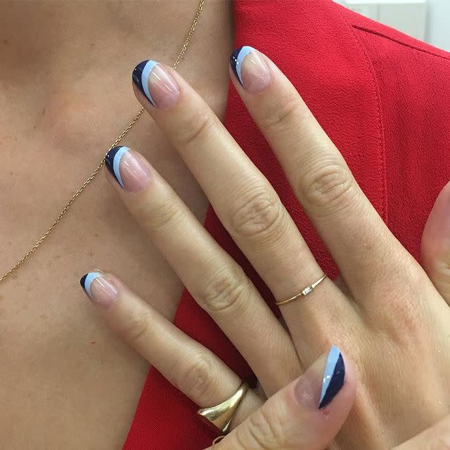 10) Blue Asymmetrical Tips