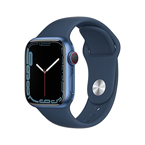 Apple Watch Series 7 GPS + Cellular, 41mm Blue Aluminum Case with Abyss Blue Sport Band - Regul…