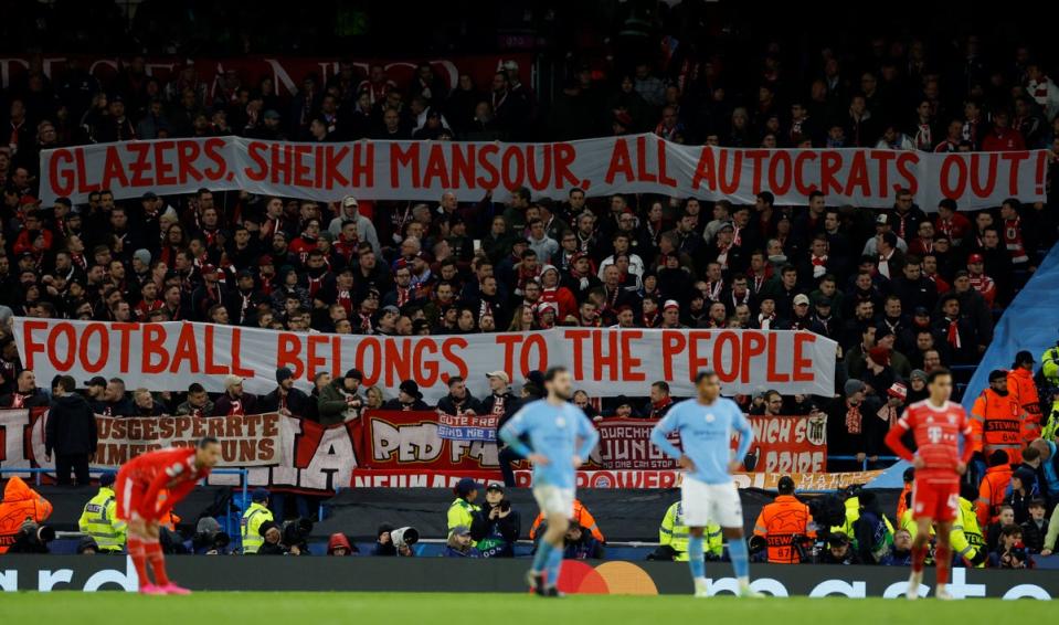 Bayern Munich fans protest against modern football ownership (Reuters)