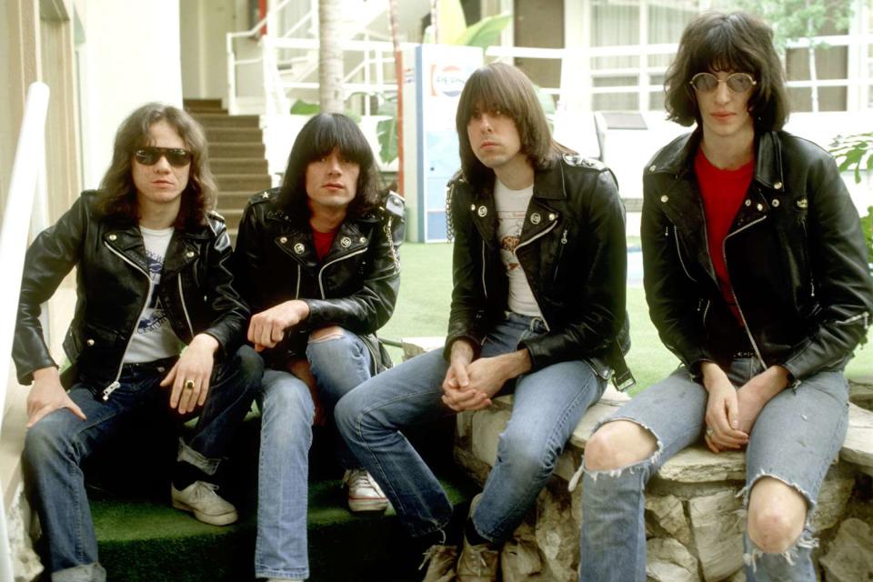 <p>Michael Ochs Archives/Getty</p> From left: Tommy, Dee Dee, Johnny and Joey Ramone circa 1976.