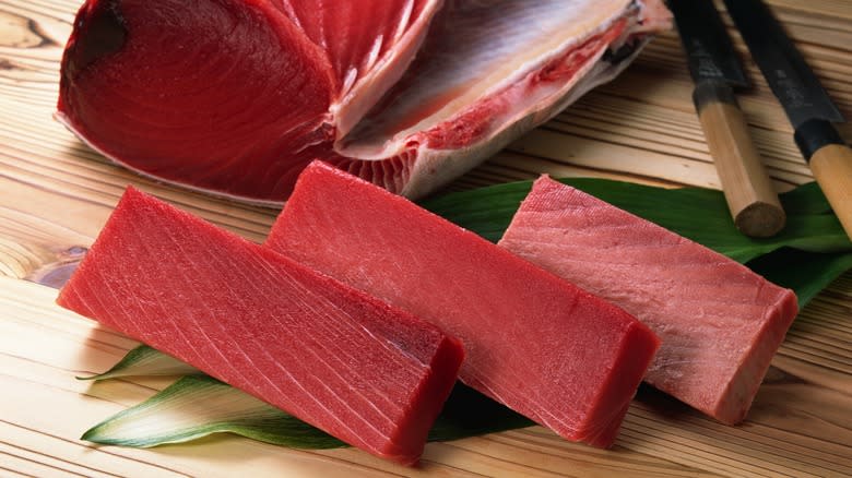 raw ahi tuna steaks