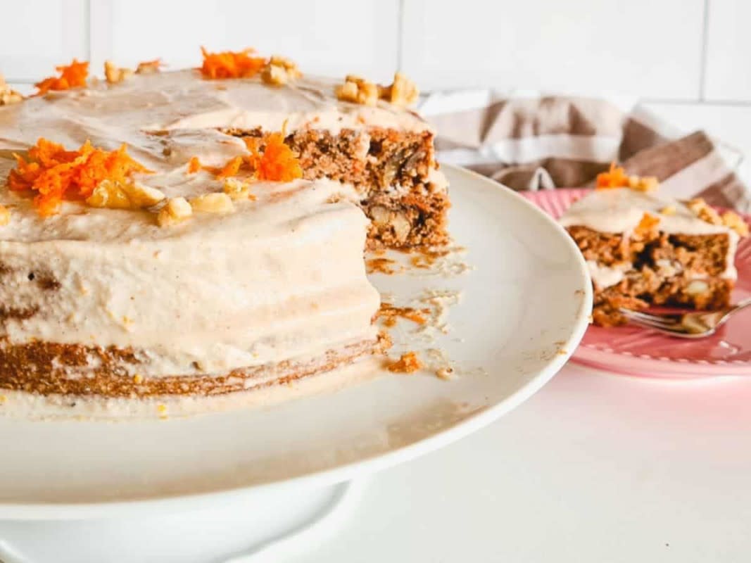 <p>We Eat At Last</p><p>This moist and delicious gluten-free carrot cake is perfect to serve on special occasions such as birthdays or Mother's Day. It is also wheat-free, dairy-free and paleo-friendly.</p><p><strong>Get the recipe: <a href="https://weeatatlast.com/paleo-carrot-cake-with-almond-flour/" rel="nofollow noopener" target="_blank" data-ylk="slk:Paleo Carrot Cake with Almond Flour;elm:context_link;itc:0;sec:content-canvas" class="link rapid-noclick-resp">Paleo Carrot Cake with Almond Flour</a></strong></p>