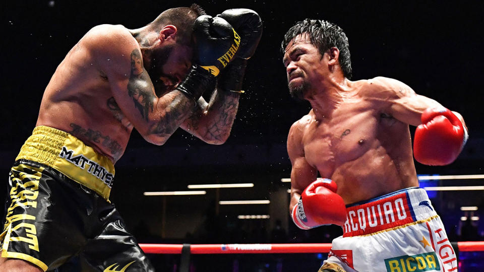 Pacquiao throws a vicious punch. Pic: Getty