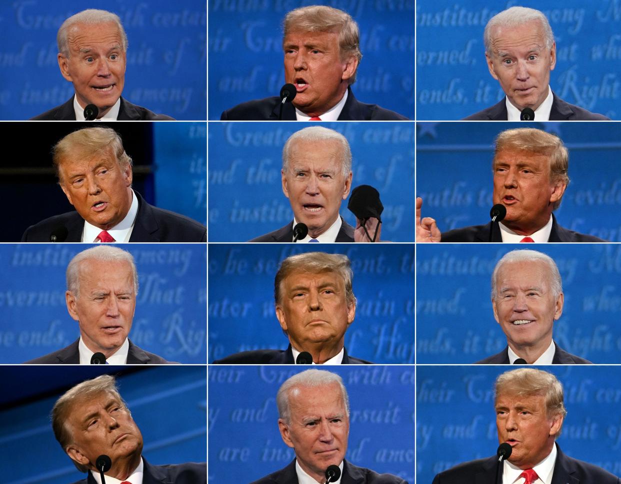 Republican President Donald Trump and Democratic presidential nominee Joe Biden debate on Oct. 22, 2020, in Nashville, Tenn.