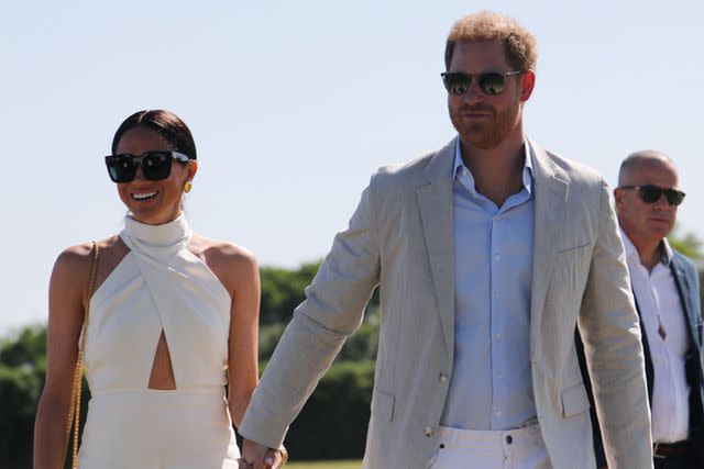 <p>Yaroslav Sabitov/PA Images via Getty</p> Meghan Markle and Prince Harry attend the Royal Salute Polo Challenge in Florida on April 12, 2024