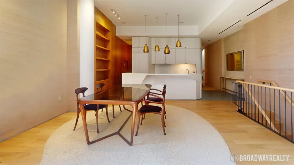 The open format living and dining area at Shayk’s West Village condo, on the market for $4.2 million. Squarefoot advisors Inc.