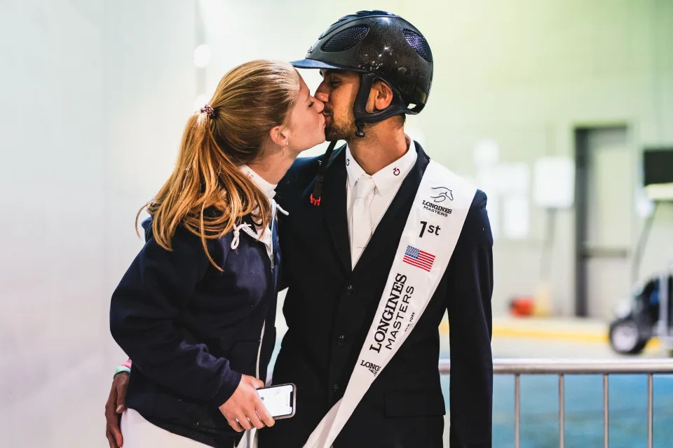 jennifer gates kissing nayel nassar at the Longines Grand Prix de New York