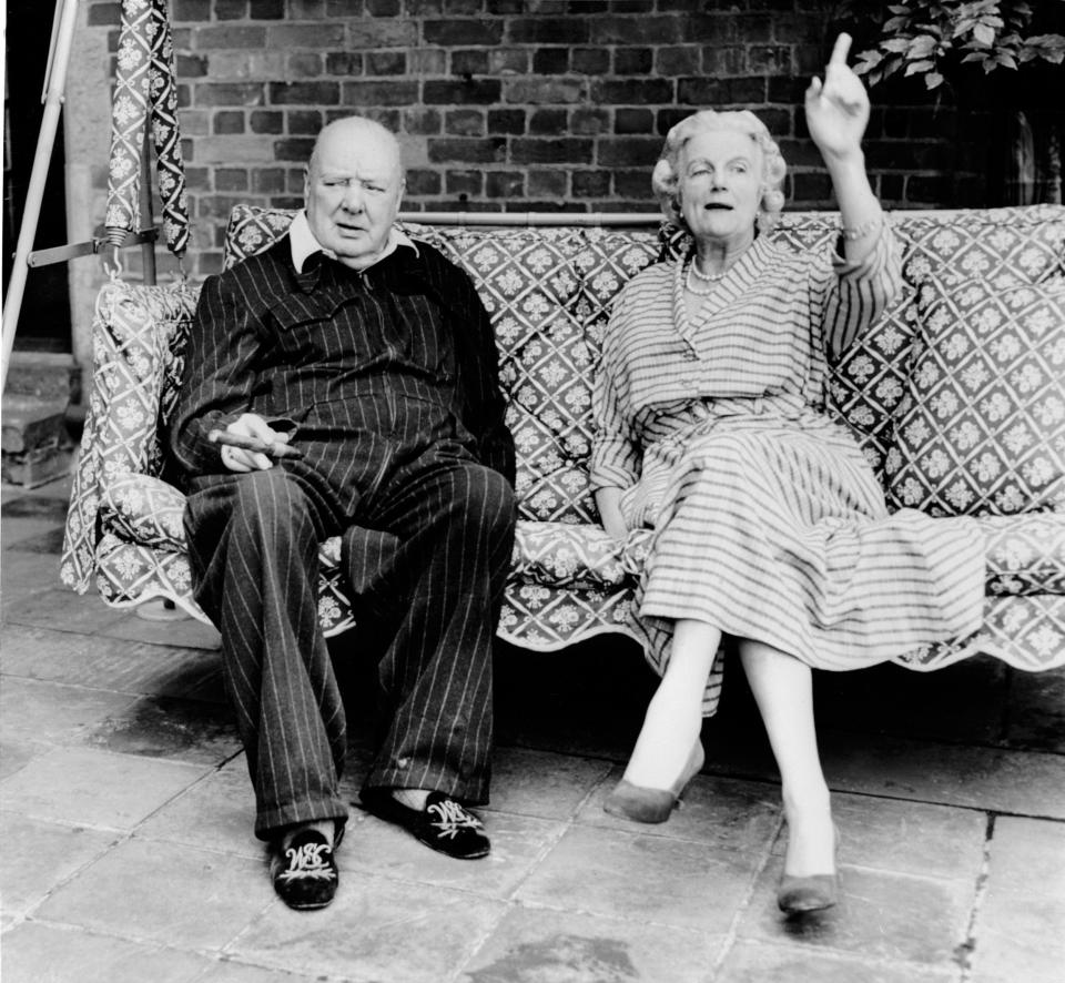 Prime Minister Winston Churchill with wife Clementine at home Chartwell Kent June 1951 - Mirrorpix