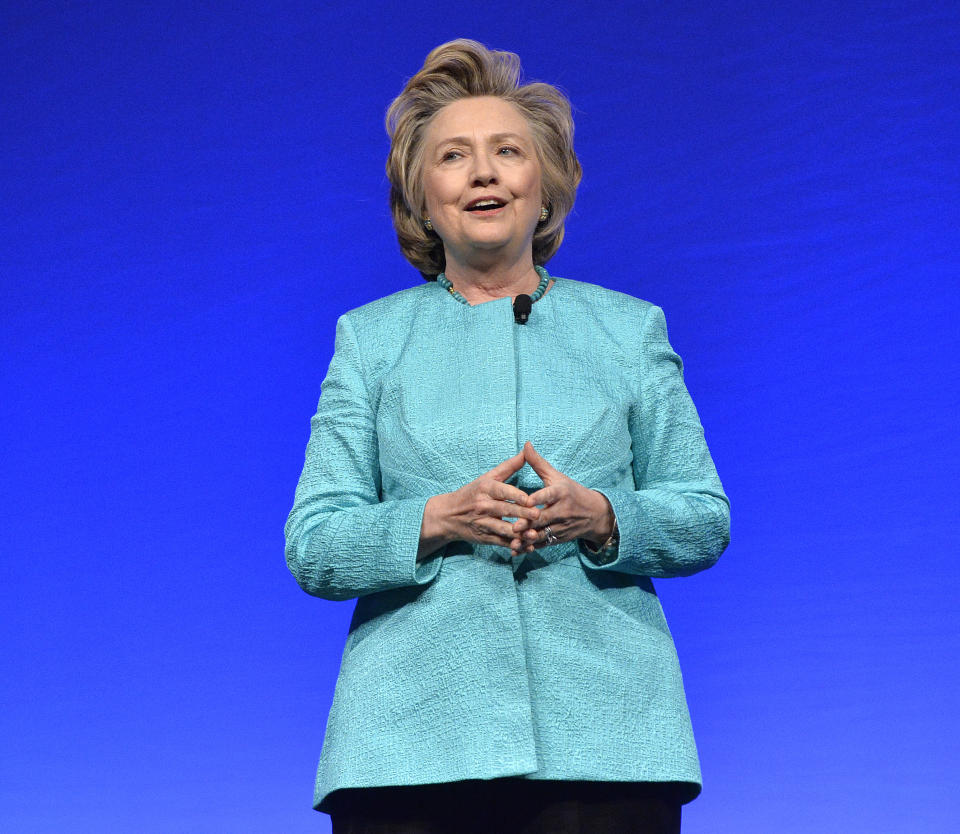 Former Secretary of State Hillary Clinton delivers the keynote address to the United Methodist Women Assembly at the Kentucky International Convention Center, Saturday, April 26, 2014, in Louisville, Ky. (AP Photo/Timothy D. Easley)