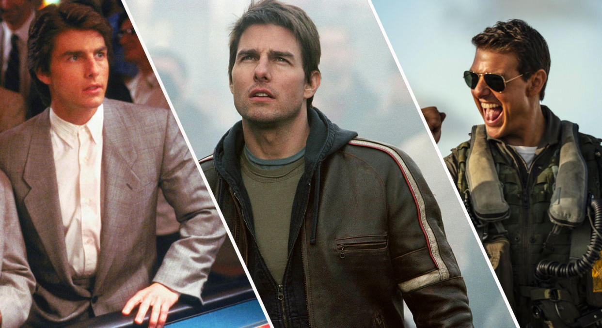 Tom Cruise's 10 best movies include Rain Man, War of the Worlds, and Top Gun: Maverick. (MGM/Paramount)