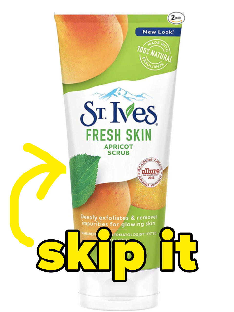 St. Ives scrub labeled "skip it"