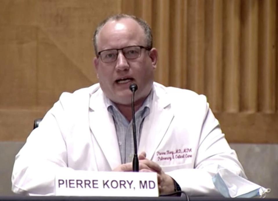 Dr. Pierre Kory testifying about COVID-19 treatments before the Committee on Homeland Security and Governmental Affairs.