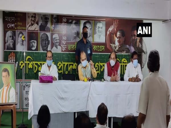 West Bengal Congress meeting chaired by state Congress president Adhir Ranjan Chowdhury. (Photo/ANI)