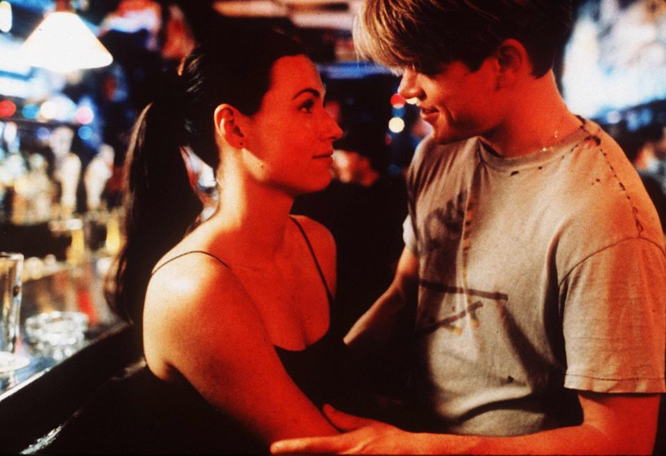 Editorial use only. No book cover usage. Mandatory Credit: Photo by George Kraychyk/Miramax/Kobal/Shutterstock (5882796o) Minnie Driver, Matt Damon Good Will Hunting - 1997 Director: Gus Van Sant Miramax USA Scene Still Drama Will Hunting