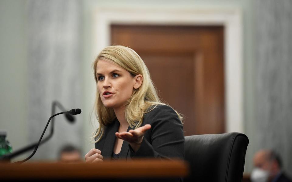 Former Facebook employee and whistleblower Frances Haugen testifies during a hearing entitled 'Protecting Kids Online: Testimony from a Facebook Whistleblower' in Washington - Matt McClain/Pool