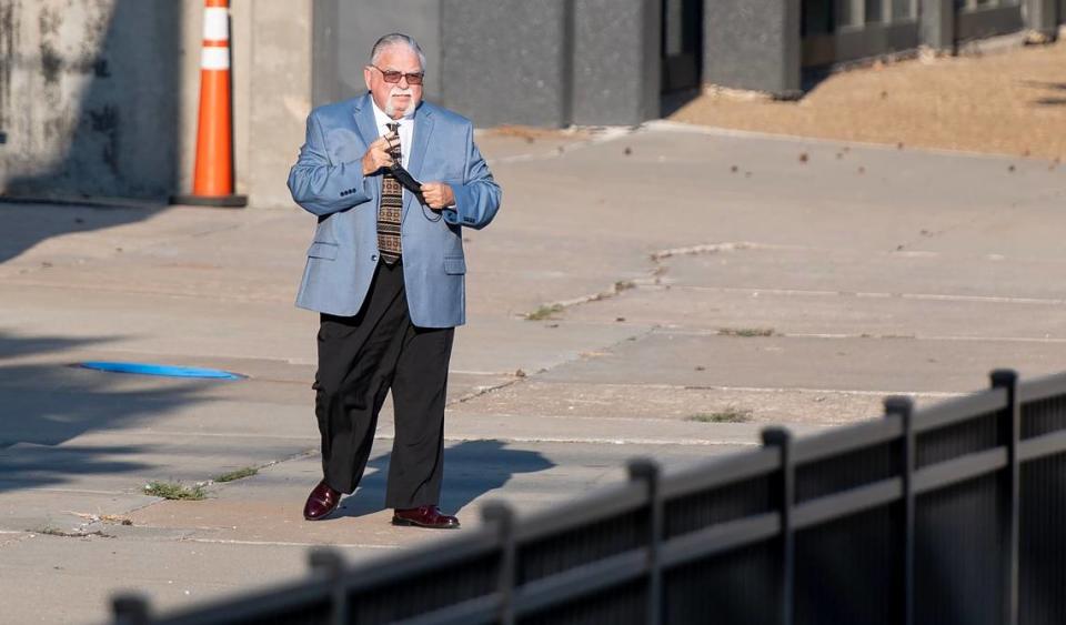 Former Kansas City, Kansas, police detective Roger Golubski walked to a September hearing in Topeka.