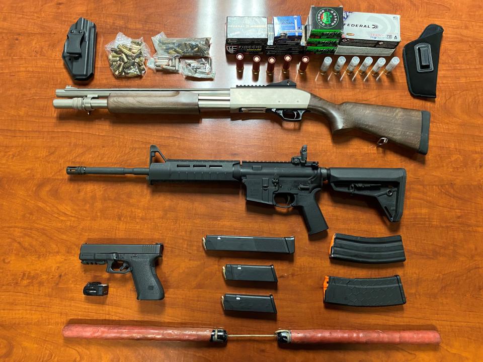 Weapons seized by Ventura County Sheriff's officials during warrant searches in Camarillo.