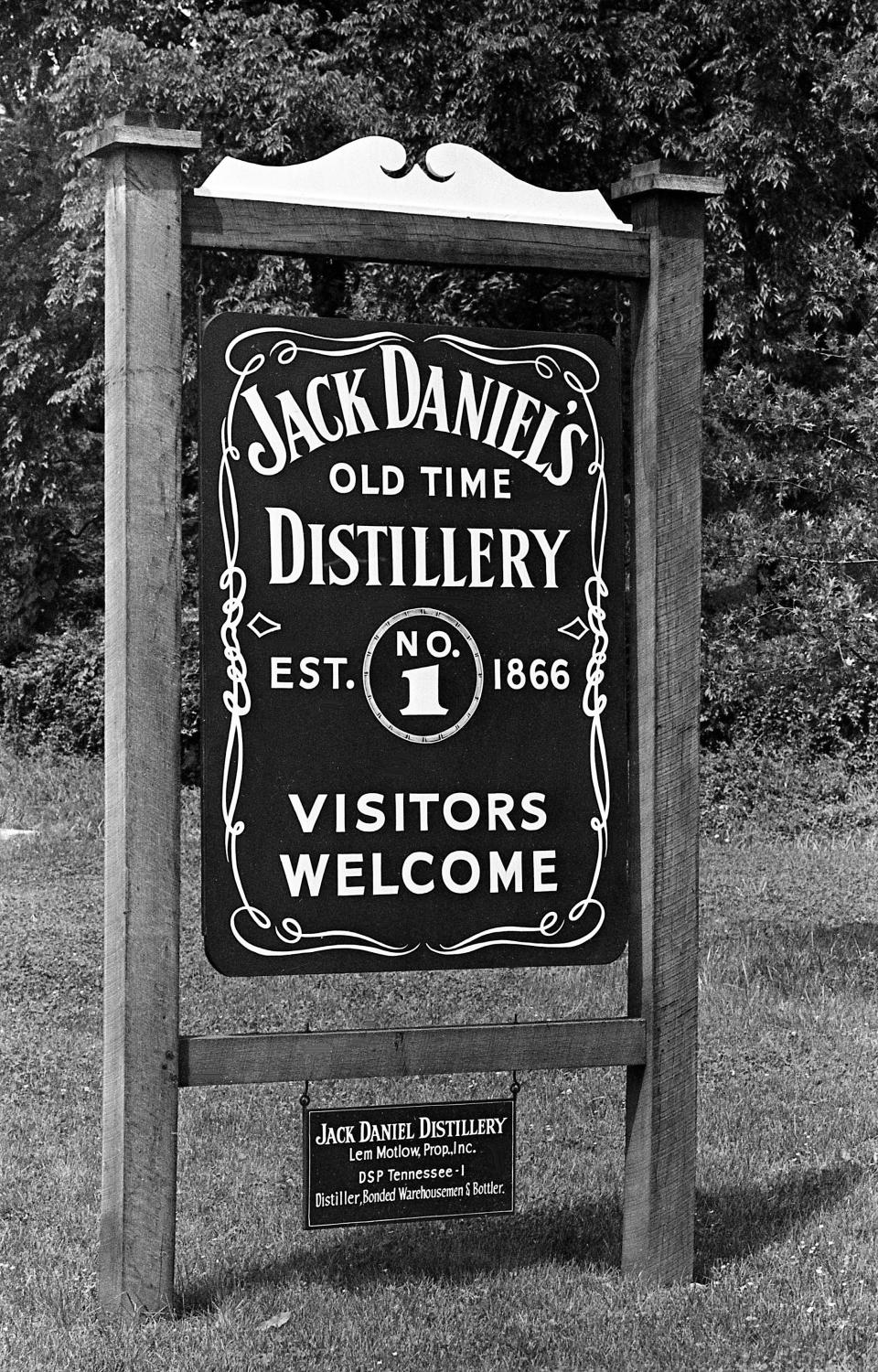 The sign sits at the entrance of Jack Daniel's Old Time Distillery in Lynchburg, Tenn., July 3, 1965.