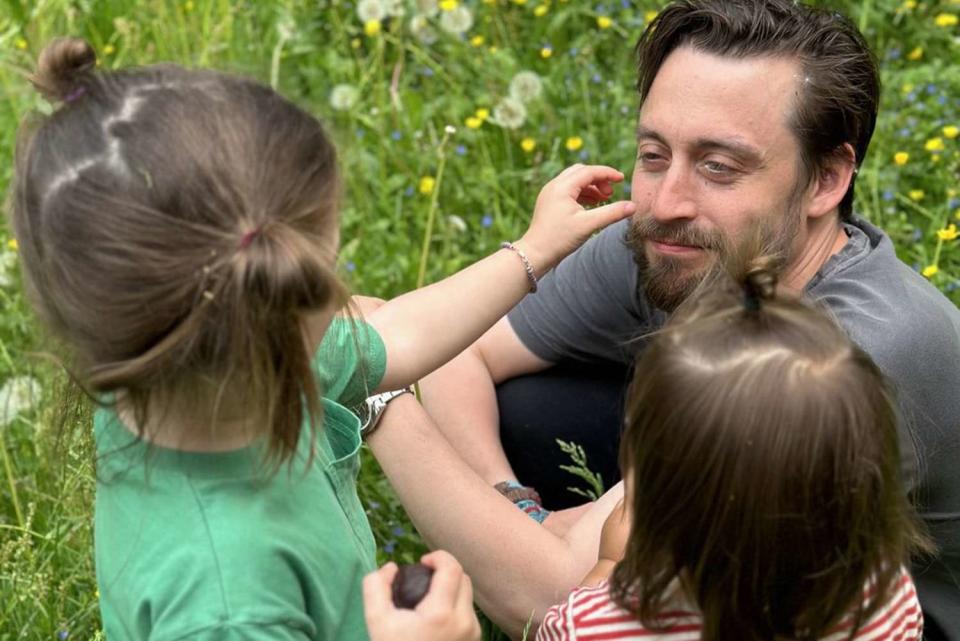 <p>Jazz Charton/Instagram</p> Kieran Culkin with his kids