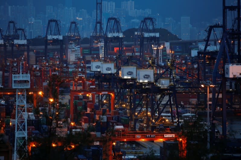 A general view of Hongkong International Terminals as part of the Kwai Tsing Container Terminals in Hong Kong
