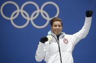 Medals Ceremony - Snowboarding - Pyeongchang 2018 Winter Olympics - Men's Halfpipe - Medals Plaza - Pyeongchang, South Korea - February 14, 2018 - Gold medalist Shaun White of the U.S. on the podium. REUTERS/Kim Hong-Ji