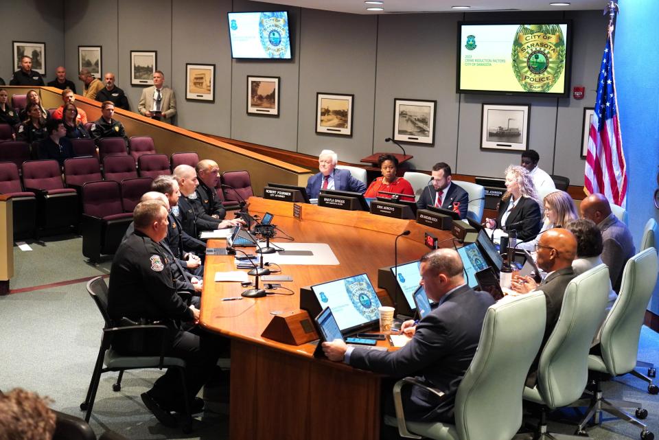 Sarasota Police Department representatives presented 2023's crime statistics and a report on their crime prevention efforts to city officials recently.