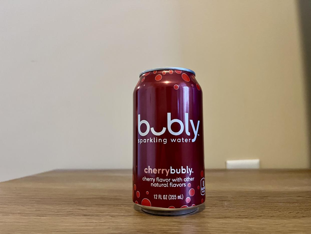 a can of cherry bubly sparkling water