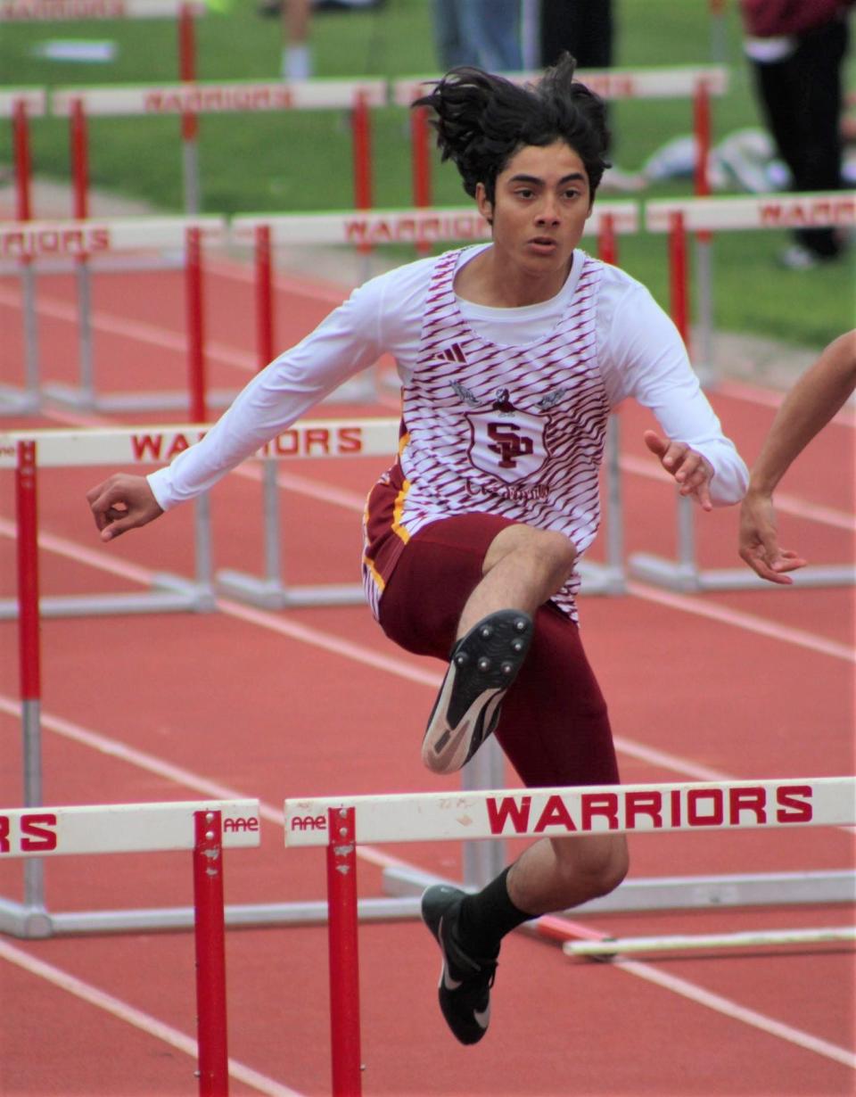 Santa Paula's Nick Lopez won the 100 hurdles and 300 hurdles at the Citrus Coast League finals.