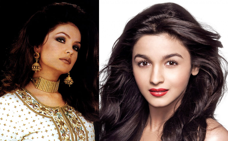 Pooja Bhatt- Alia Bhatt: Not only are Alia Bhatt’s features a reminiscent of young Pooja Bhatt, it is prevalent that the sisters are as close as any ‘real’ sisters could be. Pooja clearly looks at baby sister Alia, who is 20 years younger to her, as her daughter and given what a cutie Alia is, we are not even surprised.