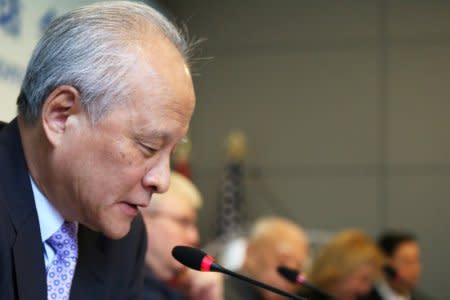 FILE PHOTO: Ambassador of the People's Republic of China to the United States Cui Tiankai speaks during the