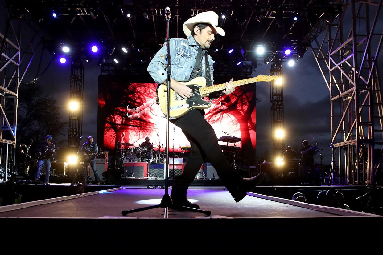 Brad Paisley performs at The American Express Golf Tournament at PGA West in La Quinta, Calif., on Saturday, Jan. 22, 2022. 