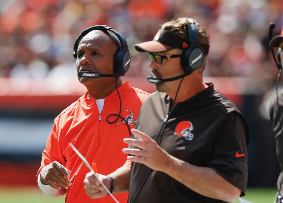 In one of the more Browns moments of the preseason, Hue Jackson blasted Gregg Williams in the media for blasting a player in the media. (AP)