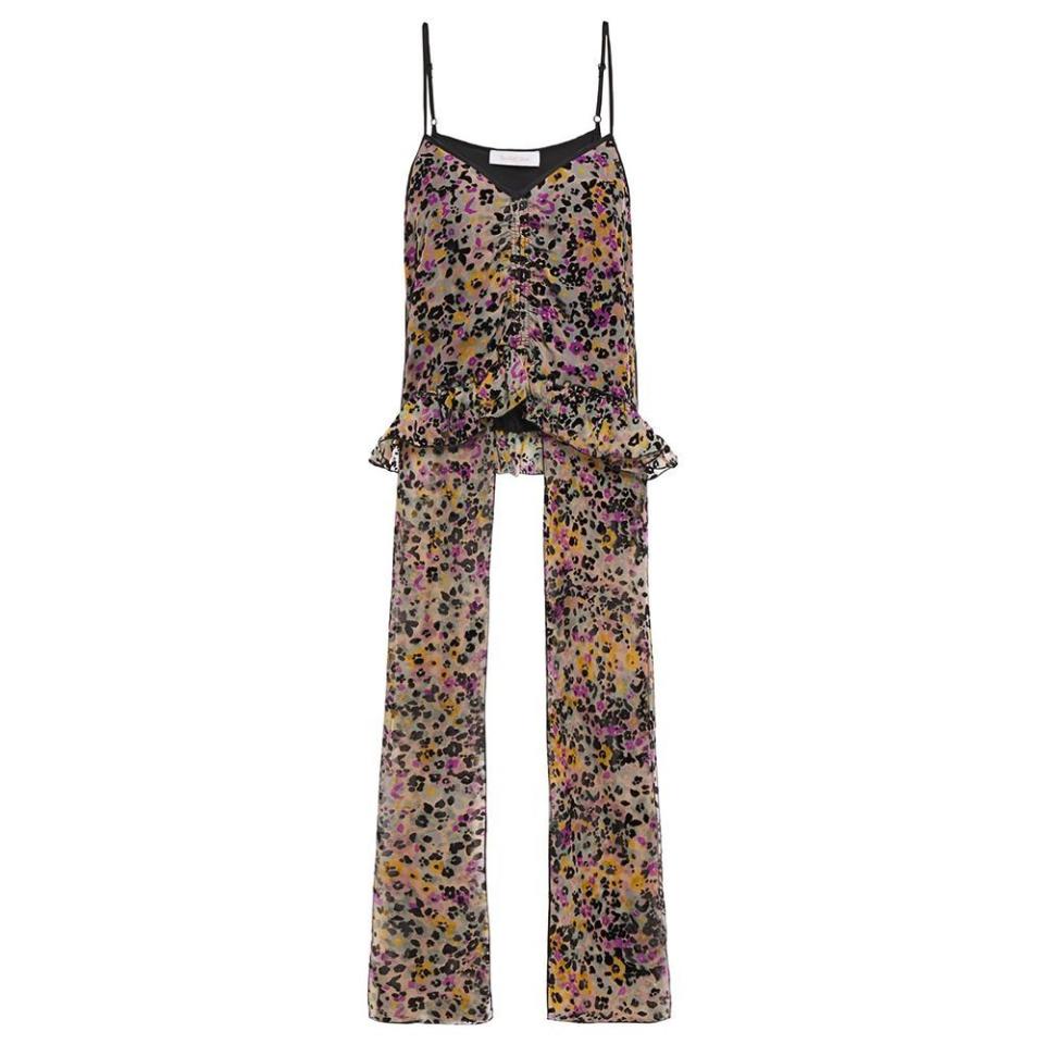 32) Printed Devoré Silk-Chiffon Camisole