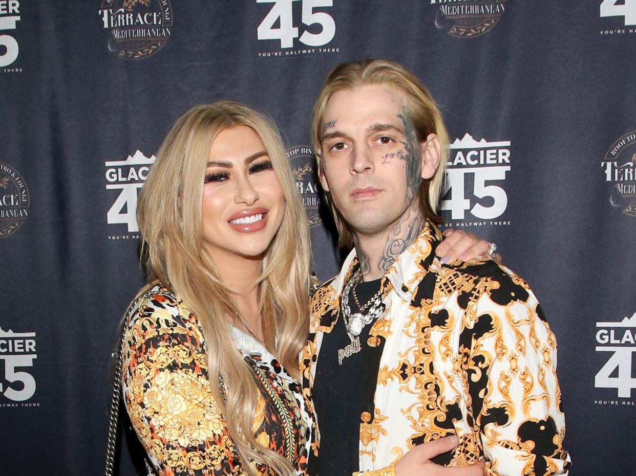 Melanie Martin and the late Aaron Carter at Larry Flynt's Hustler Club on February 12, 2022 in Las Vegas, Nevada.