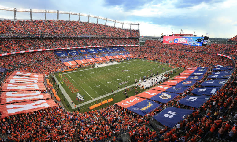 A general view of the Denver Broncos stadium.