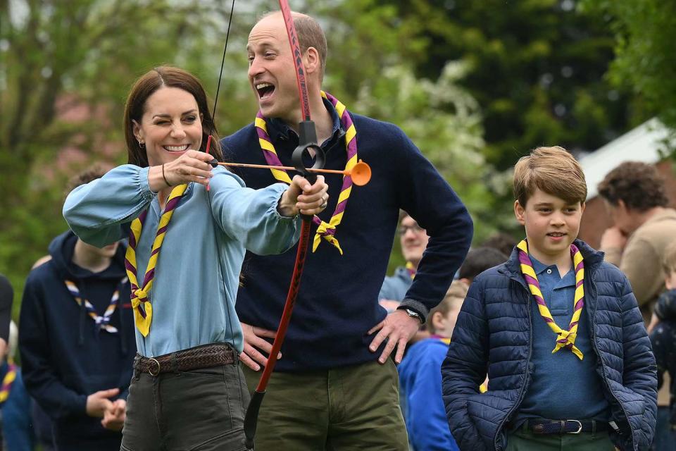 DANIEL LEAL/POOL/AFP via Getty Images Kate Middleton, Prince William and Prince George at the Big Help Out in May 2023