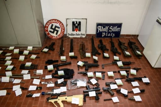 Police found a huge stash of arms as well as neo-Nazi propaganda and Hitler memorabilia