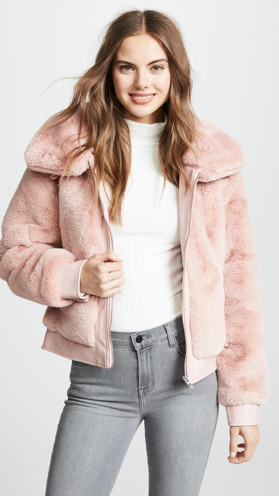Faux Fur and Vegan Leather Bomber Jacket